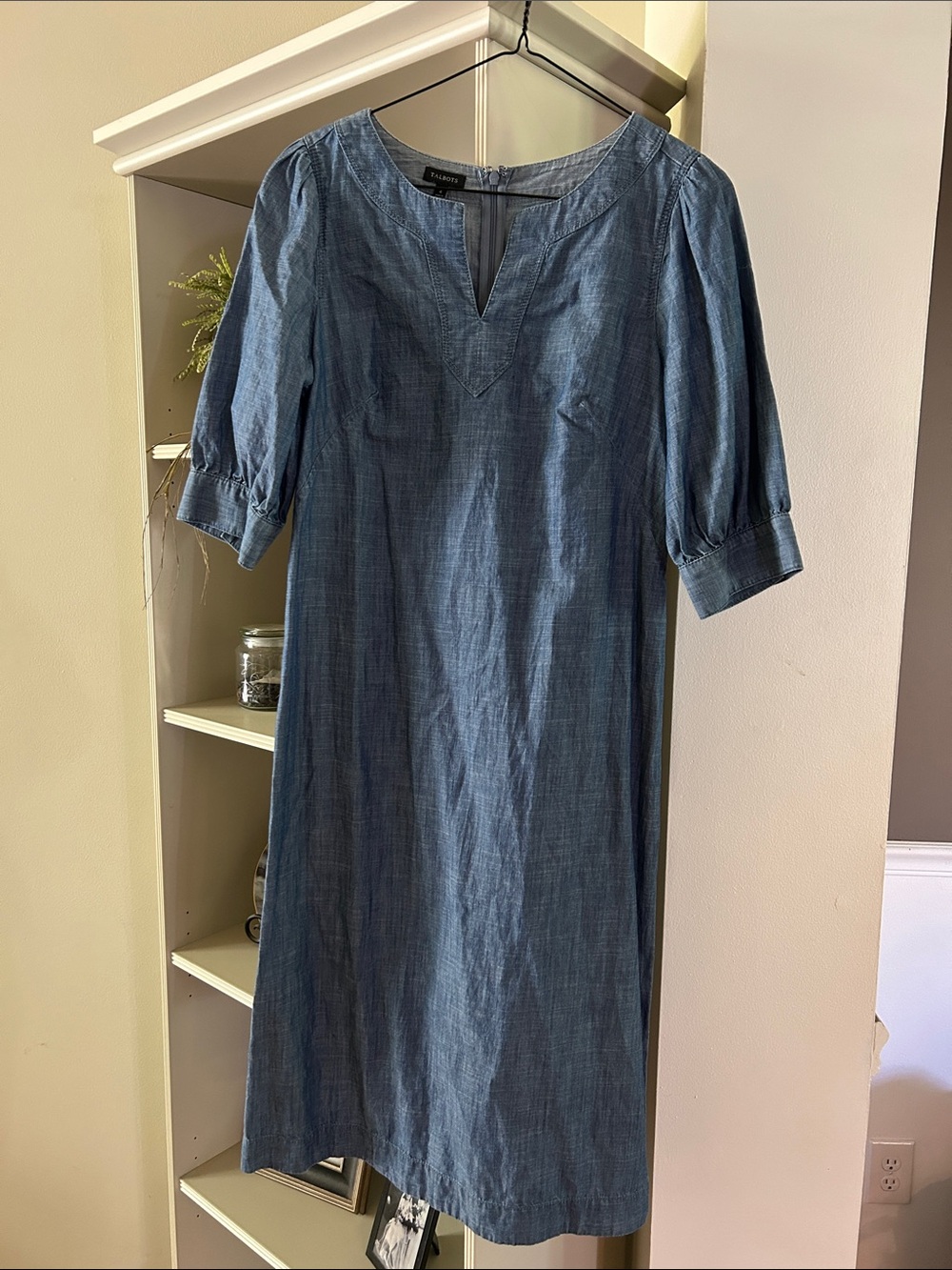 Talbots Denim-Look Midi Dress in Medium Blue